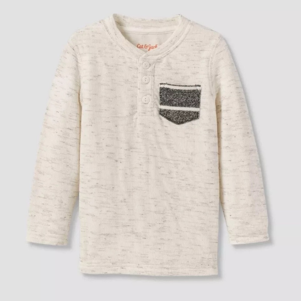 Henley style pullover shirt XXL (18) Husky gray & cream Cat & Jack NWT